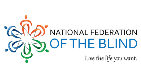 National Federation of the Blind logo and wordmark, Live the life you want.